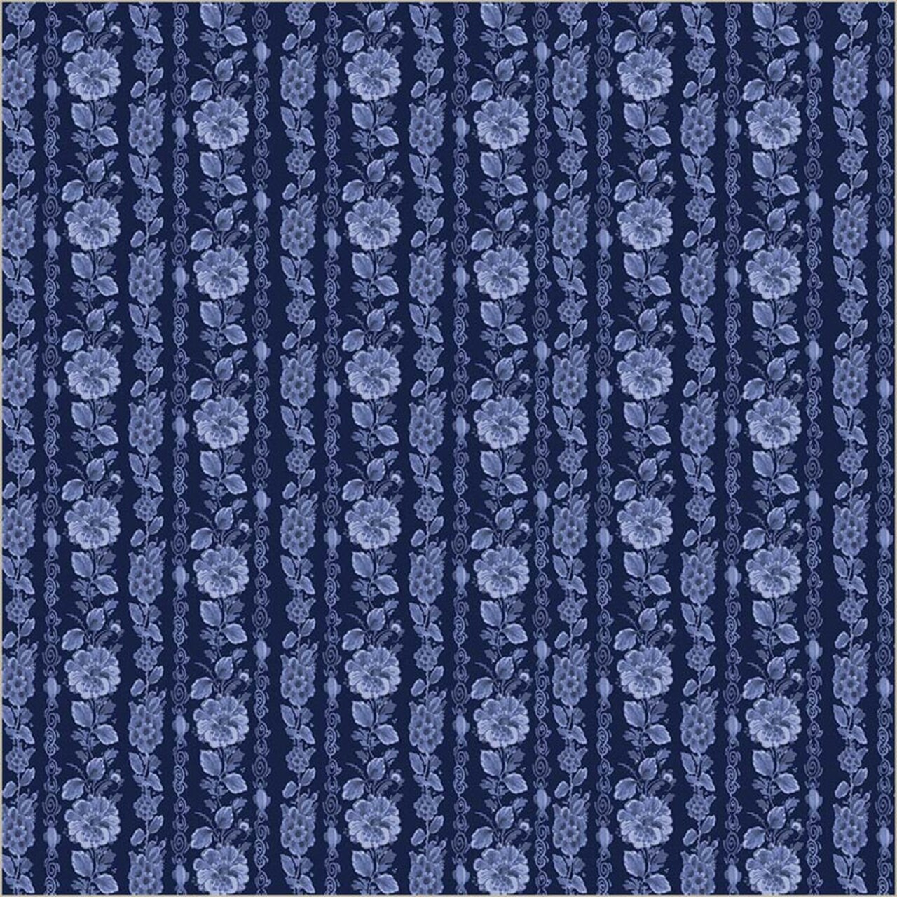 Fabric Windham Delft Blue Garden Rows China Blue by the Quarter Yard 54937-2